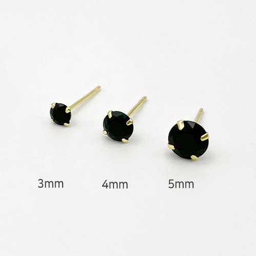 모모리 14k 블랙큐빅 귀걸이 - 3mm / 4mm / 5mm 데일리 기본 금 이어링