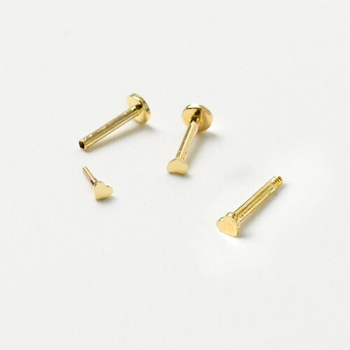모모리 14K 인터널 하트 라블렛 피어싱 - 트라거스 아웃컨츠 미니 금 귀걸이 / 바두께 1mm