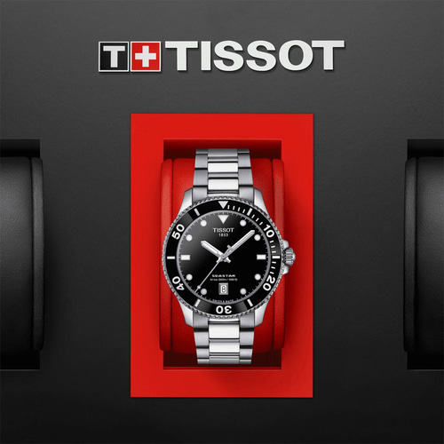 티쏘 씨스타1000 시계 다이버 (40mm) 블랙 백화점AS,보증서쇼핑백포함