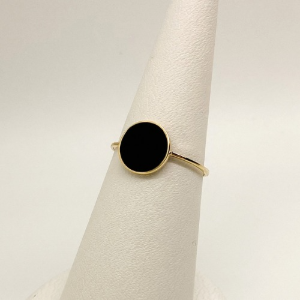 모모리 14k 오닉스 블랙 반지 - 천연 원석 코인 검지 금